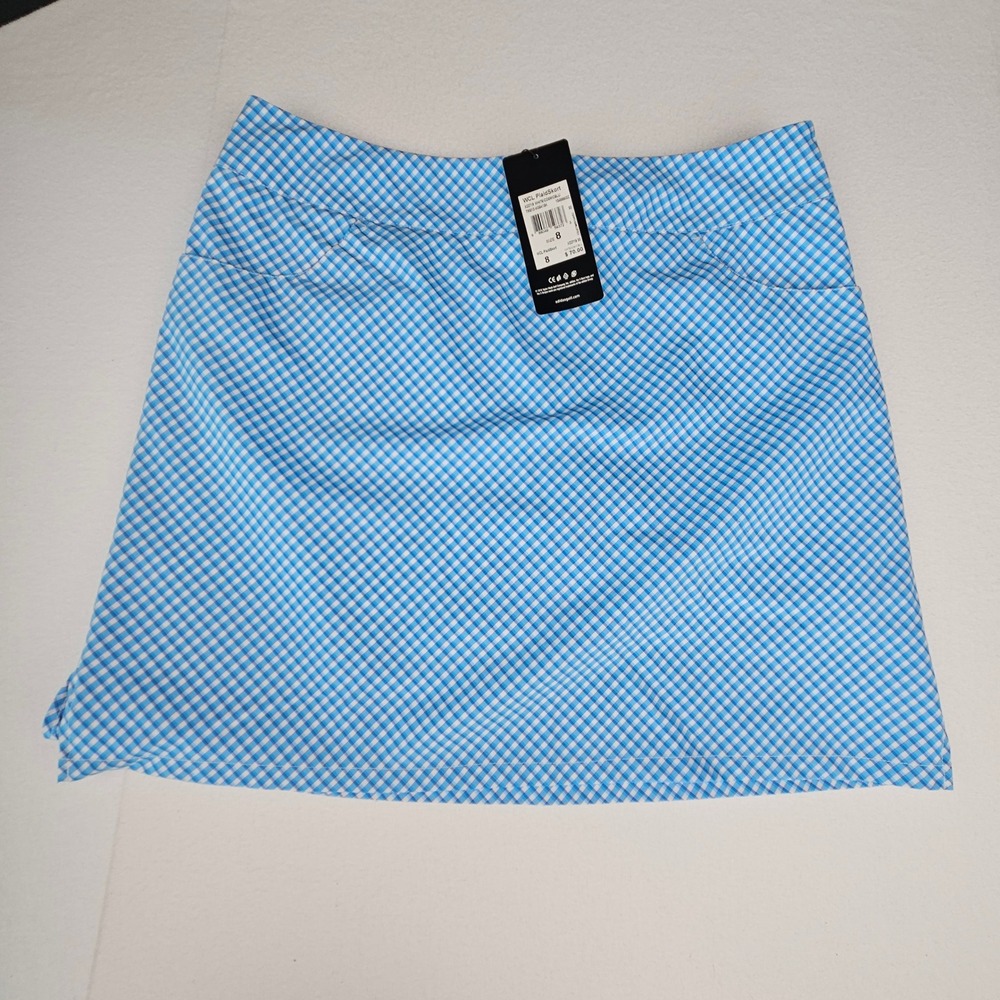 Adidas WCL Plaid Skort Womens 8 Blue White Gingham Golf Tennis Pickleball X22719